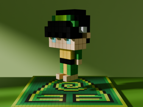 Toph Avatar Voxel tylized Cubic 3D 모델