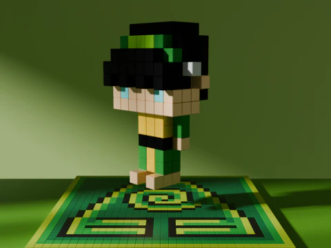 Toph Avatar Voxel tylized Cubic 3D Model