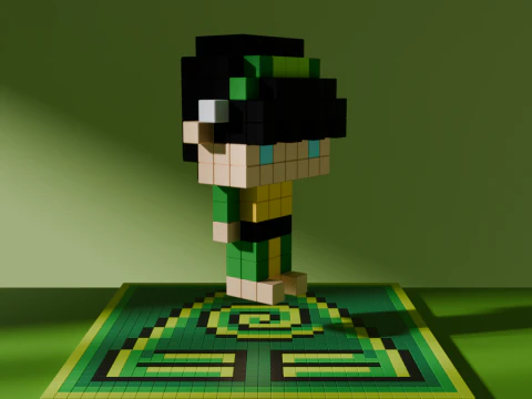 Toph Avatar Voxel tylized Cubic 3D Model