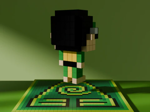 Toph Avatar Voxel tylized Cubic 3D Model