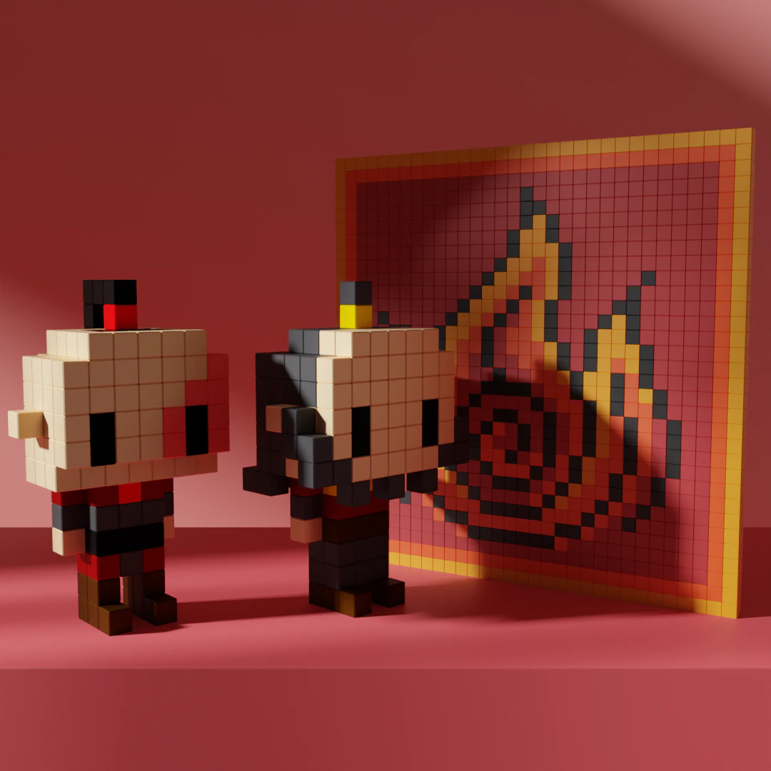 Zuko e Iroh Avatar Voxel Stylized Cubic 3D Model .c4d .max .obj .3ds .fbx .stl .blend 
