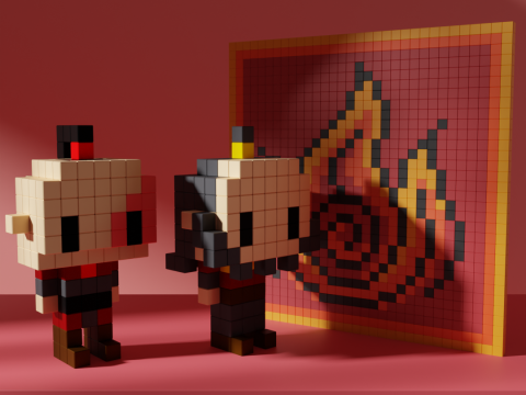 Zuko e Iroh Avatar Voxel Stylized Cubic 3D 模型