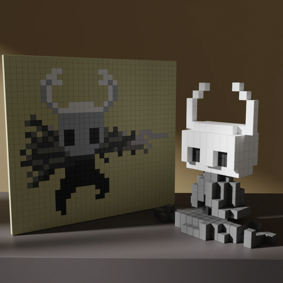 Hollow Knight Voxel Stylized Cubic 3D Model .c4d .max .obj .3ds .fbx .stl .blend 
