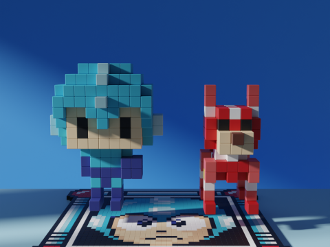 Mega Man Rush Retro Game Voxel Stylized Cubic 3Dモデル