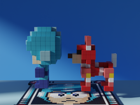 Mega Man Rush Retro Game Voxel Stylized Cubic 3Dモデル