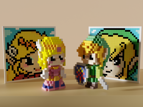 Link Zelda The Legend of Zelda Voxel Stylized Cubic 3D Model