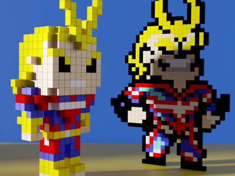 All Might My Hero Academia Voxel Stylized Cubic 3D 模型