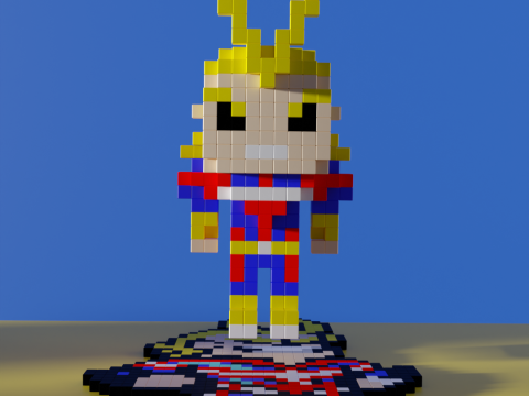 All Might My Hero Academia Voxel Stylized Cubic 3D Модель