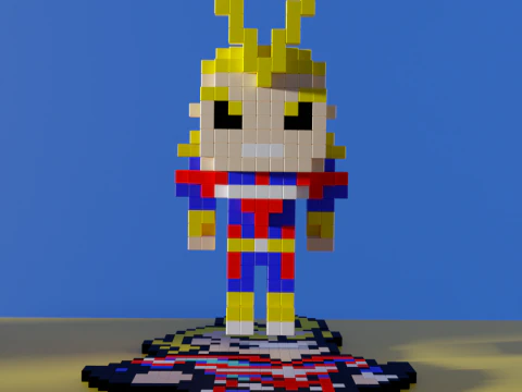 올마이트 나의 히어로 아카데미아 복셀 양식 큐빅 3D 모델