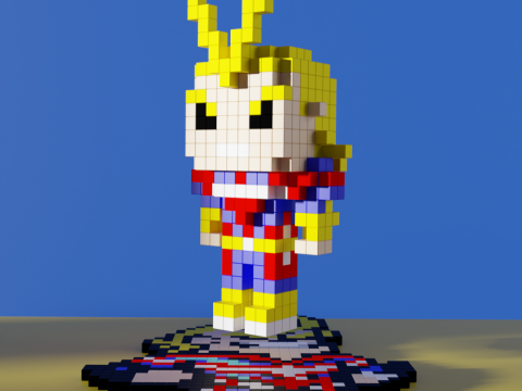 All Might My Hero Academia Voxel Stylized Cubic 3D Модель