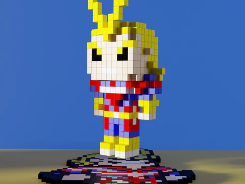 올마이트 나의 히어로 아카데미아 복셀 양식 큐빅 3D 모델