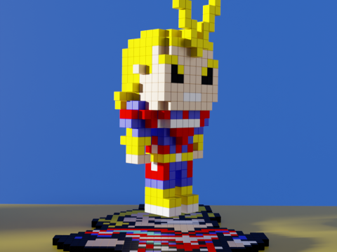 All Might My Hero Academia Voxel Stylized Cubic 3D Модель