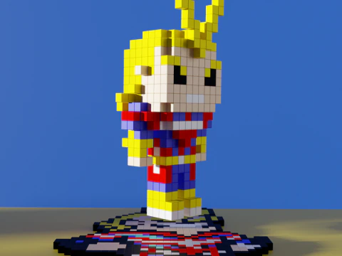 올마이트 나의 히어로 아카데미아 복셀 양식 큐빅 3D 모델