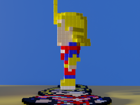 All Might My Hero Academia Voxel Stylized Cubic 3D Модель