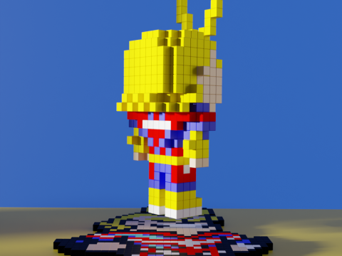 All Might My Hero Academia Voxel Stylized Cubic 3D Модель