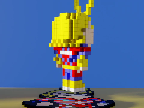 올마이트 나의 히어로 아카데미아 복셀 양식 큐빅 3D 모델