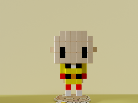Saitama One Punch Man Voxel Stylized Cubic 3D Model