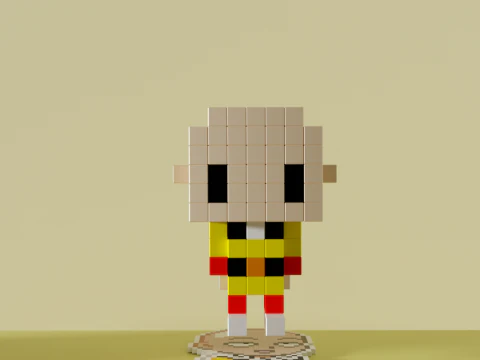Saitama One Punch Man Voxel gestileerd kubisch 3D Model