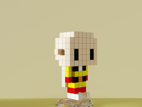 Saitama One Punch Man Voxel Stylized Cubic 3D Model