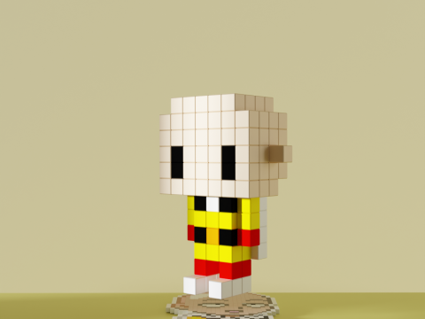 Saitama One Punch Man Voxel Stylized Cubic 3D Model