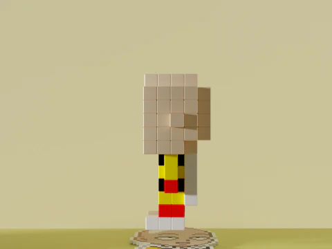 Saitama One Punch Man Voxel gestileerd kubisch 3D Model