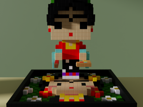 Frida Kahlo Voxel Stylized Cubic 3D Model