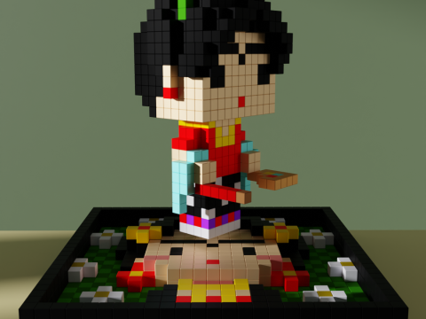 Frida Kahlo Voxel Stylized Cubic 3D Model