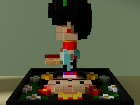 Frida Kahlo Voxel Stylized Cubic 3D Model