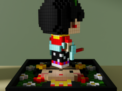 Frida Kahlo Voxel Stylized Cubic 3D Model