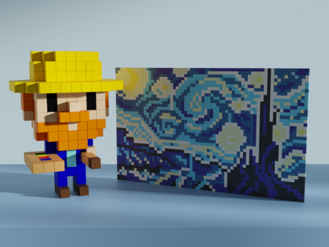 Vincent van Gogh Voxel Stylized Cubic 3Dモデル