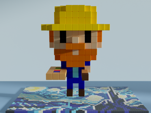 Vincent van Gogh Voxel Stylized Cubic 3D 模型
