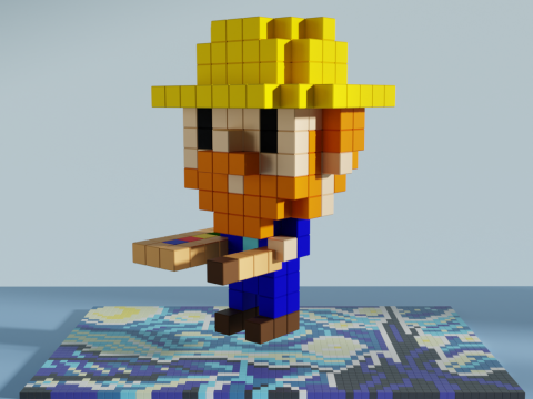 Vincent van Gogh Voxel Stylized Cubic 3D 模型