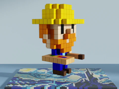 Vincent van Gogh Voxel Stylized Cubic 3D Model