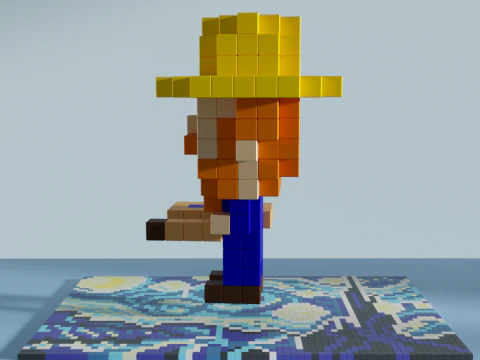 Vincent van Gogh Voxel Stylized Cubic 3D Model