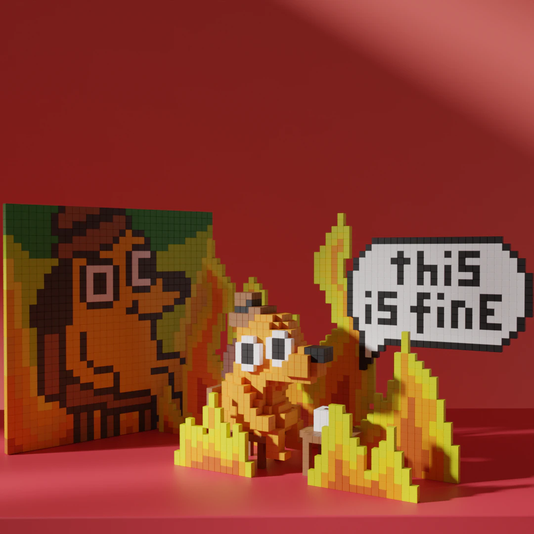 Este é Fine Dog Meme Voxel estilizado cúbico Modelo 3D .c4d .max .obj .3ds .fbx .stl .blend