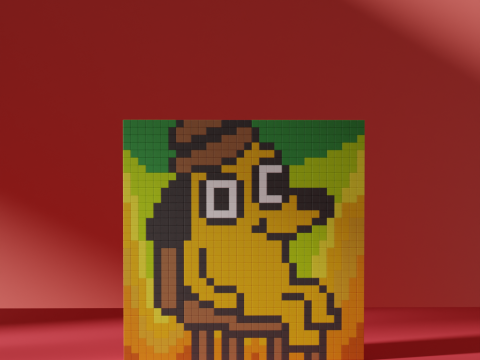 This is Fine Dog Meme Voxel Stylized Cubic 3D Model