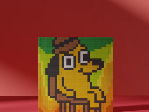 Este &eacute; Fine Dog Meme Voxel estilizado c&uacute;bico Modelo 3D
