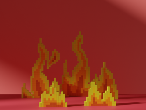 This is Fine Dog Meme Voxel Stylized Cubic 3D Model