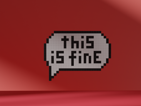 This is Fine Dog Meme Voxel Stylized Cubic 3D Model