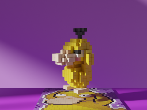 Psyduck Pokemon Voxel Stylized Cubic Modèle 3D