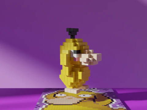Psyduck Pokemon Voxel Stylized Cubic 3D Model