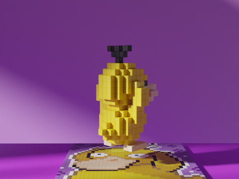 Psyduck Pokemon Voxel Stylized Cubic Modèle 3D