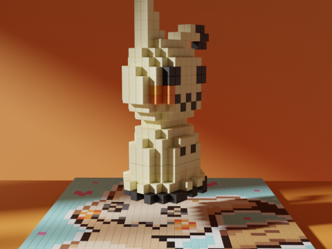 Mimikyu Pokemon Voxel Stylized Cubic 3D Модель