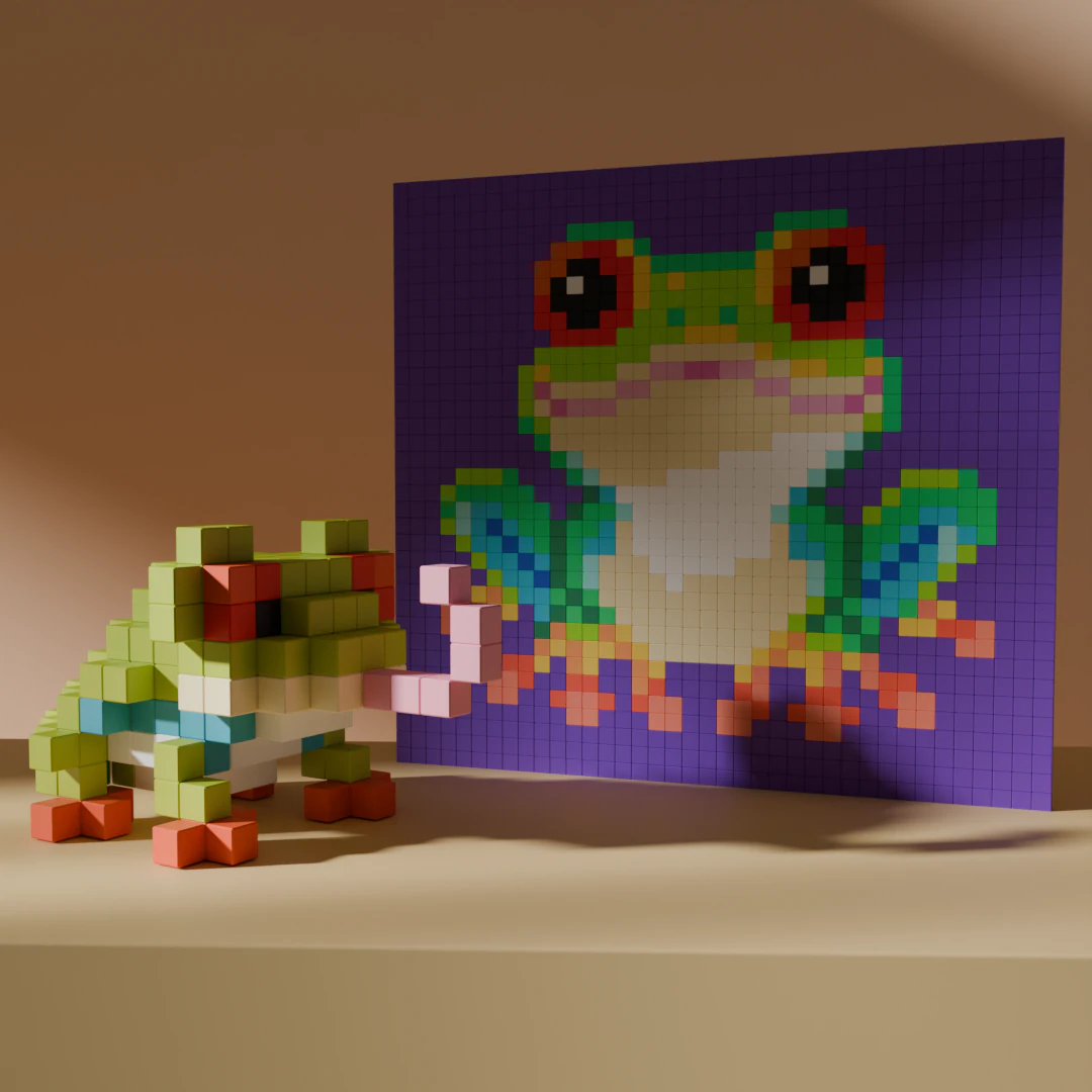 Frog Voxel Stylized Cubic 3D Model .c4d .max .obj .3ds .fbx .stl .blend