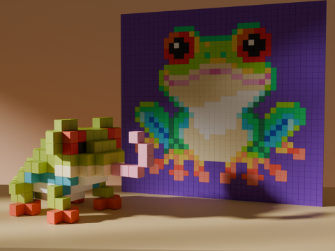 Frog Voxel Stylized Cubic Model 3D
