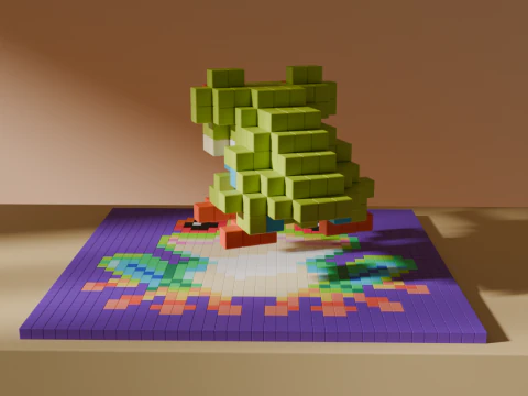 Frog Voxel Stylized Cubic 3D Model