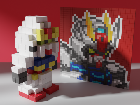 Gundam Mobile Suit Voxel Stylized Cubic 3D 模型