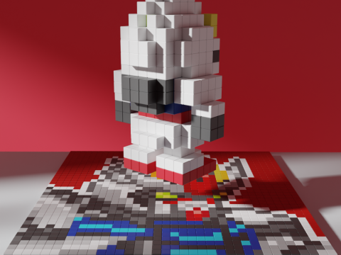 Gundam Mobile Suit Voxel Stylized Cubic 3D Model
