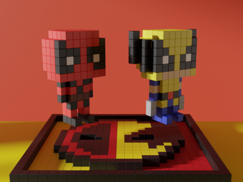 Wolverine Deadpool Superhero Voxel Stylized Cubic 3D 모델