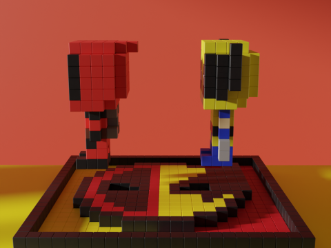 Wolverine Deadpool Superhero Voxel Stylized Cubic 3D 모델